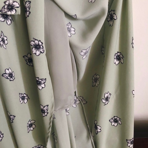 Mint Green Floral Midi Dress - Picture 5 of 7